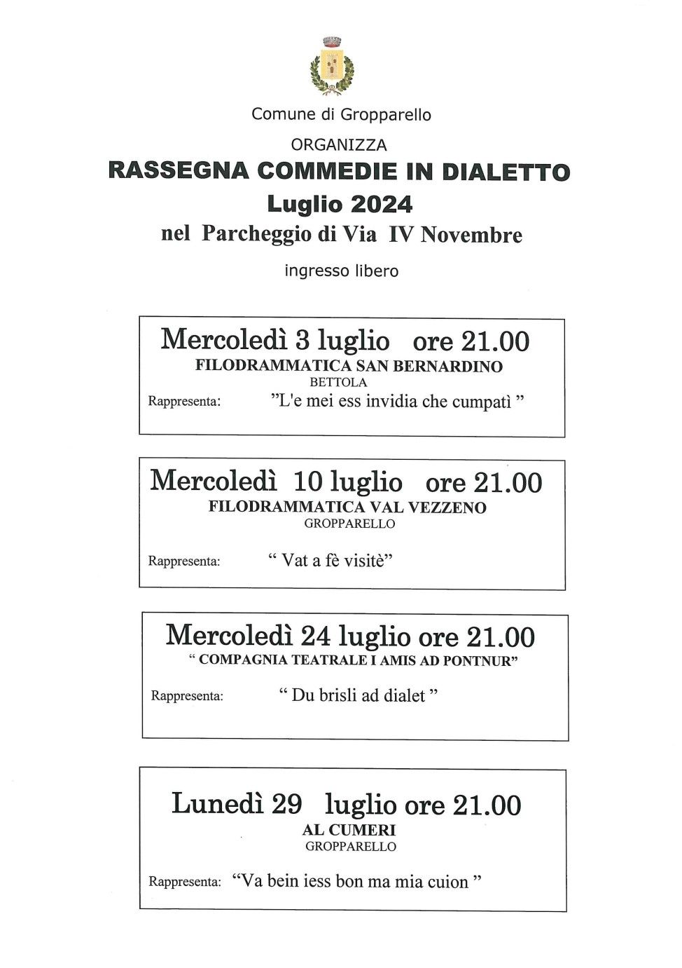 Rassegna commedie in dialetto