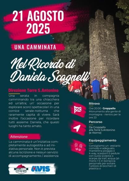 Una camminata nel ricordo di Daniela Scagnelli